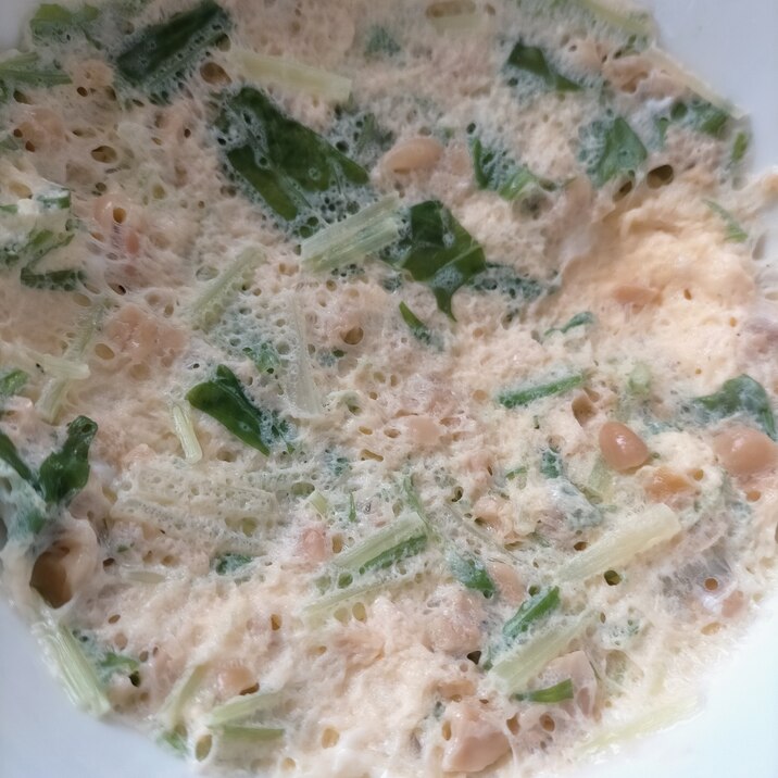 レンジで簡単離乳食✧*水菜&納豆オムレツ